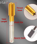Close-up of 5/8-18 UNF Thread Milling Tap Right Hand Ti Coated M2 HSS for Precision Threading, highlighting head and shank details.