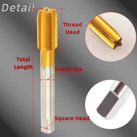Close-up of 5/8-18 UNF Thread Milling Tap Right Hand Ti Coated M2 HSS for Precision Threading, highlighting head and shank details.
