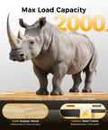 Rock Solid Heavy Duty Adjustable Workbench With 47.64 Inch Surface, 2000 Lb Load Capacity, supporting a rhino on rubber wood top