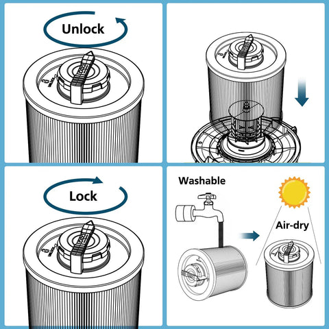 DXVC6910 Cartridge Filter Replacement For Wet Dry Vacuums DXV Series 06P 09P 10P 12P 14P 16P 2 Pack Easy Snap In Fit instructions