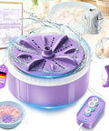 Grab and Go portable ultrasonic turbo washer mini washing system upgrade with dual turbine for quick cleaning of clothes.