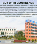 Factory building of a leading cleaning machinery manufacturer in Guangzhou with certifications and global sales background.