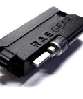 Close-up of 1.5in Two Bit Kit Belt Clip With Ratcheting Extender, spring steel construction, visible neodymium magnet