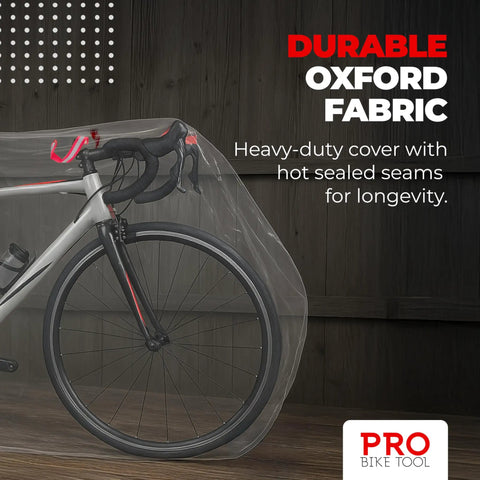 Transparent PVC Bicycle Cover 0.15mm Thick With Reflective Loops on bike