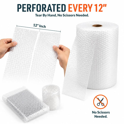 2 Pack Bubble Roll Wrap 100 Ft By 12 In Clear With Three Sixteenth Inch Small Bubbles Dense Cushioning For Fragile Dishes Packing