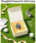 Heavy Duty Magnetic Golf Cart Phone Holder Beefy Alloy Build Secures Your Screen in a gift box on grass with golf accessories.