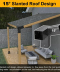 Fifteen Degree Slanted Roof Wall Mount 4 By 4 Pergola Bracket Kit installed on outdoor patio deck