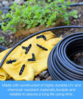 Drip Irrigation Fittings Kit 120 Piece With Barbed Connectors on gloves with tubing for garden setup