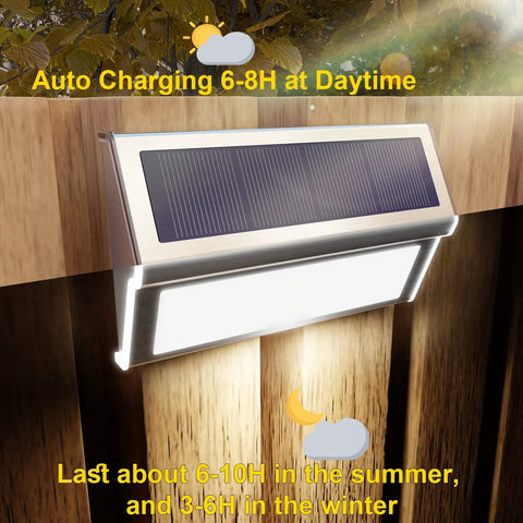 Solar Fence Lights 10 Pack With 30 Led Waterproof Stainless Steel Backyard Lamps for easy install on wooden fences
