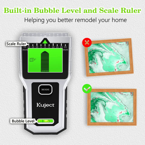 8 In 1 Wall Scanner And Stud Finder With Magnetic Detector LCD Display Bubble Level DIY tool on wall with scale ruler