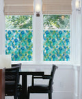 Self Adhesive Privacy Glass Window Film 17 Inch By 78 Inch Roll Stained Glass Blue Green For Windows Doors Showers And Glass Tabletops