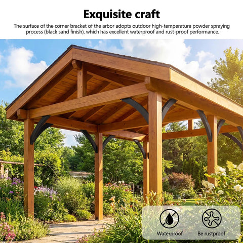 Beefy 4x4 Inch Arc Angle Corner Braces With Mounting Screws, Rugged One-Piece Curved Steel Brackets For Gazebos, Treehouses, Cabins And Patio Structures, 45 Degree Diagonal Supports For Quick And Easy Install