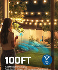 Outdoor Wireless Remote Control Dual 3 Prong Outlet Weatherproof Power Strip With Wall Mount And Handheld Switch Expandable Indoor Outdoor Heavy Duty 15A 1875W 7 Inch Cord 100 Feet Range ETL Listed, 100 ft range