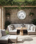 Huge 20 Inch Outdoor Atomic Clock With Thermometer And Hygrometer 3 In 1 Weather Station Large Wall Clock on patio wall