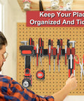 Metal Screwdriver Organizer Wall Mount Plier Holder Hammer Rack for Garage Workshop Workbench Black 1 Pack displayed on wall