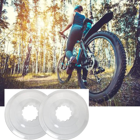 Mountain biker with Freewheel Spoke Protector And Spoke Covers For Mountain Bikes, Chain Guard, Flywheel Guard, 2 Pack, Transparent