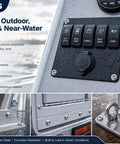 Control panel on a marine vessel with 304 Stainless Steel M6 Rivet Nuts And Button Head Bolts 1 Inch Go To Marine Automotive And Outdoor Projects With Washers Rust Proof And Corrosion Resistant Heavy Duty Hardware.