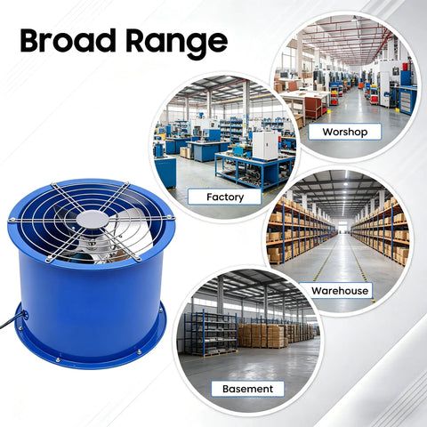 16 Inch Explosion Proof Axial Fan with 370W 110V Motor for workshop, factory, warehouse, and basement use.