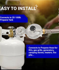 Two stage propane regulator for RVs with POL connection and propane tank