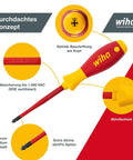 VDE Insulated Slotted And Phillips Slim Fix Screwdriver Set Six Piece With Ultra Slim Blades And SoftFinish Ergonomic Handles