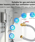 Three Quarters Inch Flexible Water Heater Hoses Kit 24 Inch Stainless Braided Connectors with Ball Valve and push connect