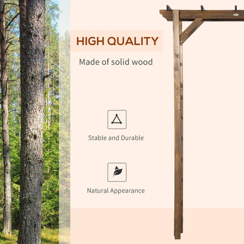 Carbonized Wood Garden Arbor For Outdoor Weddings And Ceremonies, Elegant Arch Trellis beside trees emphasizes durability and stability