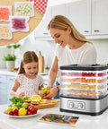 No Sweat Food Dehydrator Featuring Five Bpa Free Trays And Adjustable Temperature Control for healthy snacks with fruits.