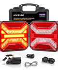 HWSTAR 2026 magnetic wireless trailer light kit—two red LED tow lights, IP67 waterproof, includes charger and cables.