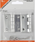 Hardcore Heavy Duty Door Hinges, Top Shelf Stainless Steel, 2 Inch Size with screws for interior door installation.