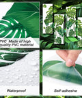 Lush Green Tropical Jungle Leaves Wall Decals Set Four Large Sheets Peel And Stick Removable Monstera And Palm Tree Murals