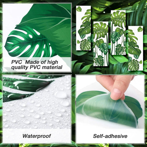 Lush Green Tropical Jungle Leaves Wall Decals Set Four Large Sheets Peel And Stick Removable Monstera And Palm Tree Murals