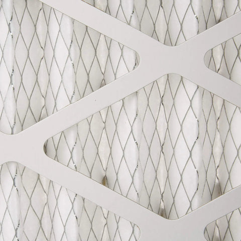 Close-up of a 5-micron outer air filter showcasing mesh design for 400 CFM air filtration systems, focusing on high flow filtration.