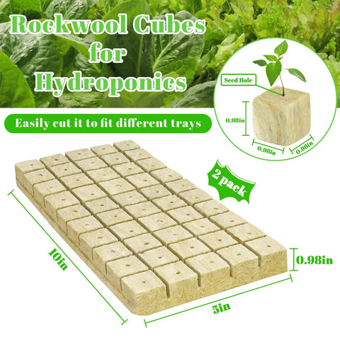 1 Inch Rockwool Seed Starter Cubes For Hydroponics 100 Planting Plugs In 2 Sheets For Germination Cuttings Cloning Propagation Aeroponics And Soilless Garden Growth In Indoor Or Tower Garden Setups