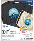 Dark Fabric Printable Iron On Transfer Paper For Inkjet Printers 8.5 By 11 Inches Five Sheets Easy DIY Custom Shirts Tees Uniforms Gifts And More For Dark Cotton And Cotton Polyester Fabrics pack with example designs on shirt and bag