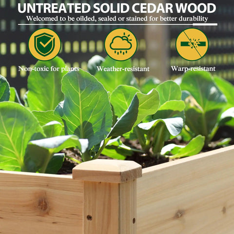 Raised Garden Bed With Legs On Four Wheels And Brakes, With Shelf, 48 By 24 By 33 Inches Outdoor Planter Box in cedar wood