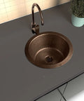 Hand Hammered Pure Copper Bar And Kitchen Sink, 12 Inch Essex Dual Mount Drop-In Or Undermount on countertop, top view