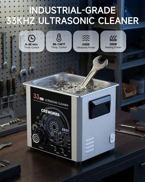 10L Ultrasonic Cleaner With Sweep Frequency, 33kHz Industrial-Grade Parts Cleaner, 240W Ultrasonic Power in workshop