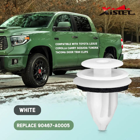 100Pcs Door Panel Retainer Clips 90467-10188 And 90467-A0005 Compatible With Toyota Lexus shown with truck background