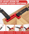 Heavy Duty 90 Degree Corner Clamps For Woodworking Set With Aluminum Positioning Squares And 4 C Clamps Rock Solid Right Angles For Cabinets Frames And Drawers Fast Setup And Crisp Precise Joints. red anodized aluminum corner clamp on wood joint
