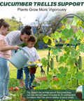 Family using Arch Trellis Kit For Planter Box And Climbing Plants, Wide Metal Arbor For Vegetables And Flowers, Outdoor Garden Decor