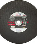 Workhorse Flap Disc Set 14 Inch By One Eighth Inch Thick With 20mm Arbor A24R grinding disc, front view with label details.
