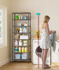 8 Tier Adjustable Metal Wire Storage Shelf Unit For Kitchen Garage And Laundry Beefy Build Sturdy Standing Rack With Rust Resistant Coating And 800lbs Total Capacity Easy Assembly Space Saving Organizer, 67 inch black steel laundry shelf