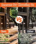 Comparison of Badass Black Wrought Iron Porch Handrail With Dope Leaf Style Wall Mounted Stair Grab Rail against a less sturdy option.