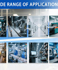 Image collage showing wide range of industrial applications for Mini Pneumatic Cylinder MAL 32x125 in automation and manufacturing environments