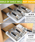 Two Pack Expandable Pull Out Cabinet Organizers 21 Inch Deep with updated three slides for stability and load capacity.