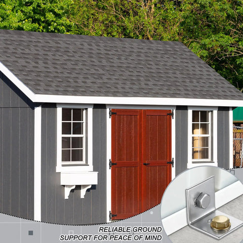 All In One No Nonsense Heavy Duty Ground Anchor Kit For Sheds And Garages With 8 L Shaped Brackets Expansion Bolts Galvanized Screws And Nuts To Secure Outdoor Sheds Greenhouses And Garages In Any Weather