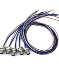 Front view of Five Pack M12 4 Pin A Code Male Connector Cable For IP67 Back Mount Unshielded Straight Aviation Socket Sensor Receptacle