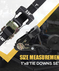 Heavy Duty Endless Ratchet Straps No Hook Setup One Inch By Eight Feet 1860 Pound Break Strength showing size measurements.