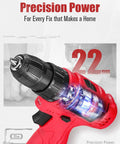 12V Cordless Drill Kit With 3/8 Inch Keyless Chuck, 1400 RPM High Speed, Precise Torque Control For Quick DIY Projects