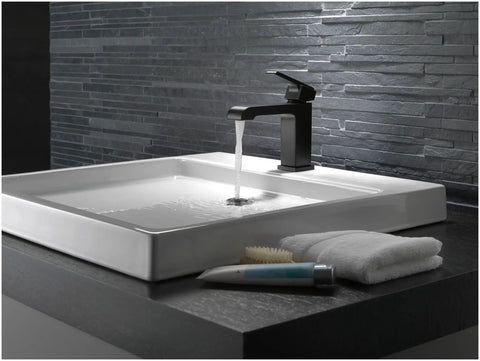One Handle Chrome Bathroom Faucet For Single Hole Or 3 Hole Install With Deck Plate Included No Fuss Setup Easy Mount Durable Chrome Finish Fits Standard 4 Inch Centers Model 567LF LPU in modern sink setup
